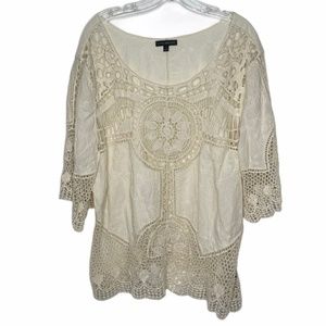 Lane Bryant Cream boho crochet lace top Size 20